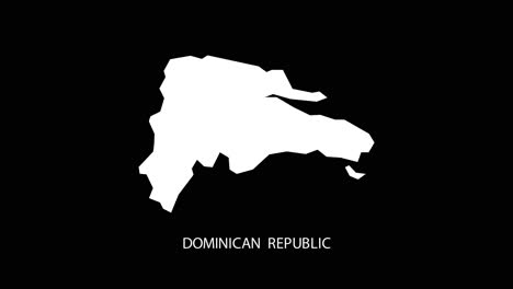 digital revealing and zooming in on dominican republic country alpha video with country name revealing background | dominican republic country map and title revealing alpha video for editing template