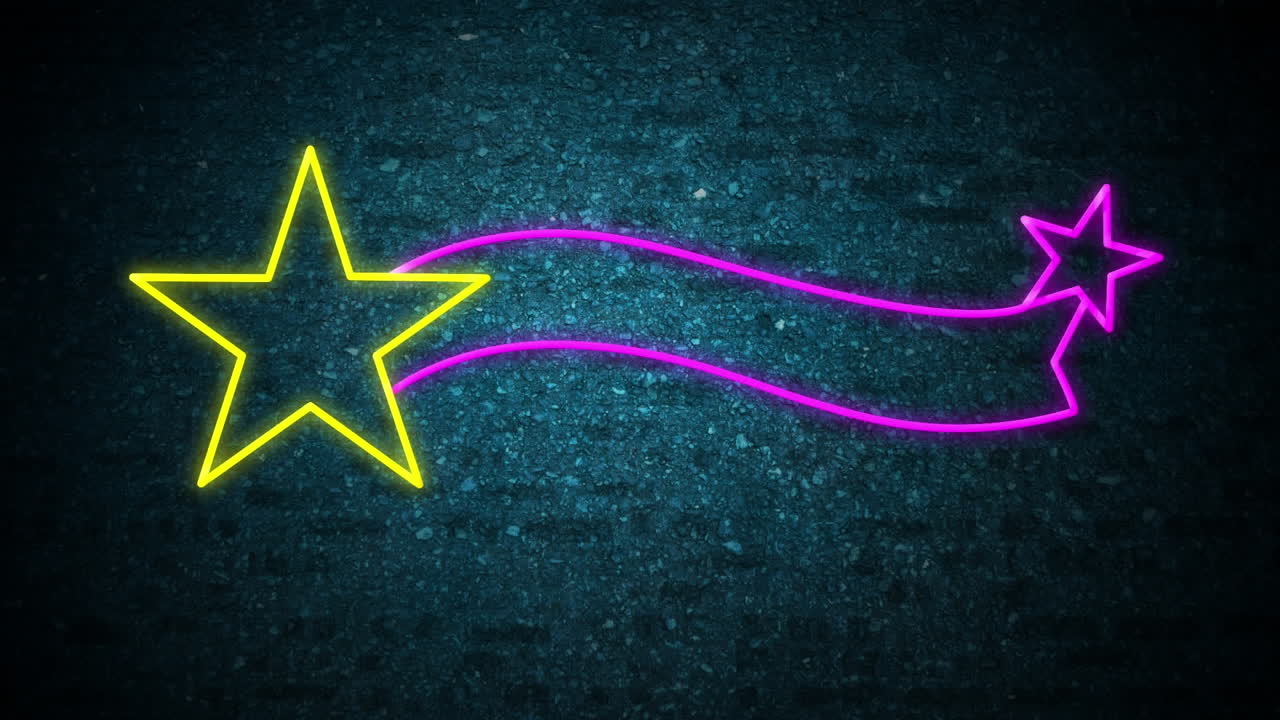 signo de neón de estrella fugaz en la pared de ladrillo