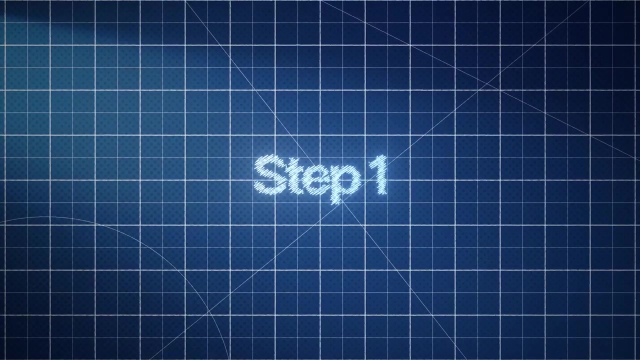 Step 1 Text on Blue Digital Grid Background