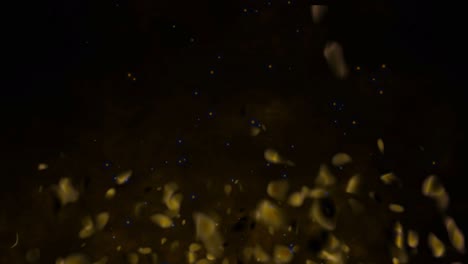 Gas-De-Fuego-Realista-Con-Brasas-Ardientes-Chispas-Llamas-Animación-3d-Brillo-De-Partículas-Ardiendo-Sobre-Fondo-Negro-Vfx-Oro-Amarillo