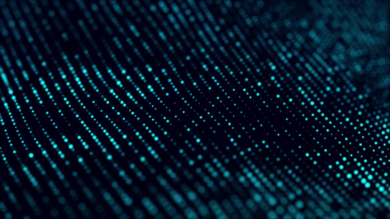 Abstract background with the movement of luminous particles. Digital technology. 3D rendering.