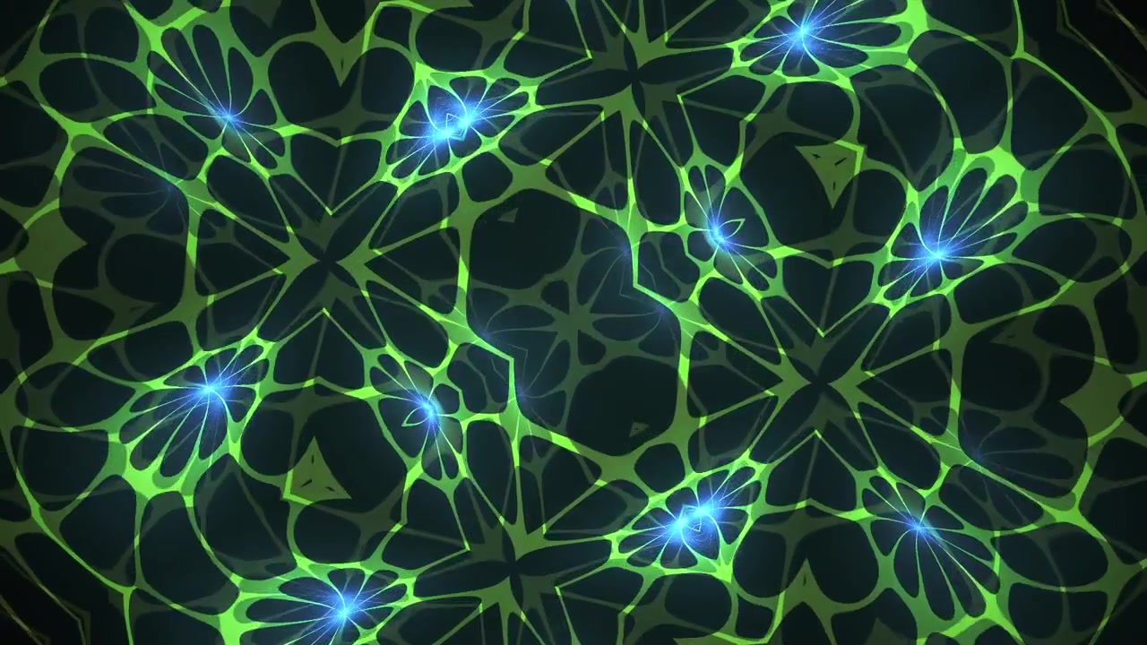Abstract Kaleidoscope Pattern with Glowing Neon Lines