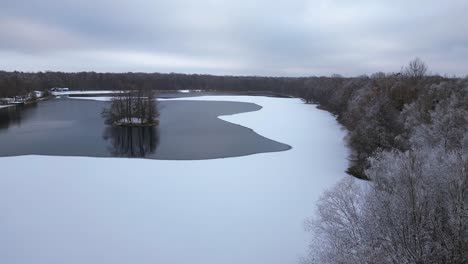 winter snow ice lake wood forest cloudy sky germany