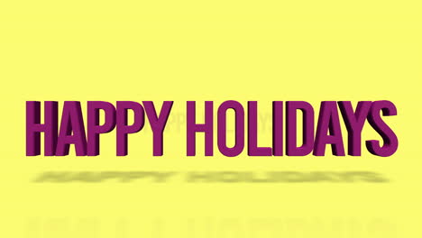 cheerful purple happy holidays text in speech bubble on yellow background