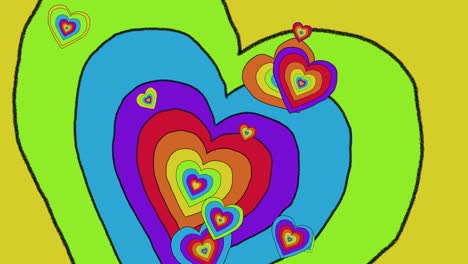 animación del fondo de los corazones del arco iris