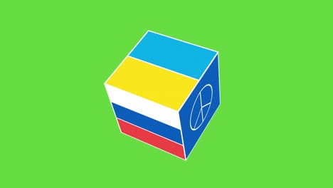 video en 4k de la bandera ucraniana de dibujos animados en fondo verde.