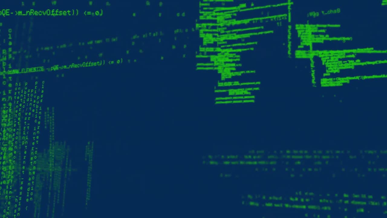 Animation of data processing on blue background