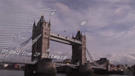 animación del procesamiento de datos financieros sobre el paisaje urbano de londres
