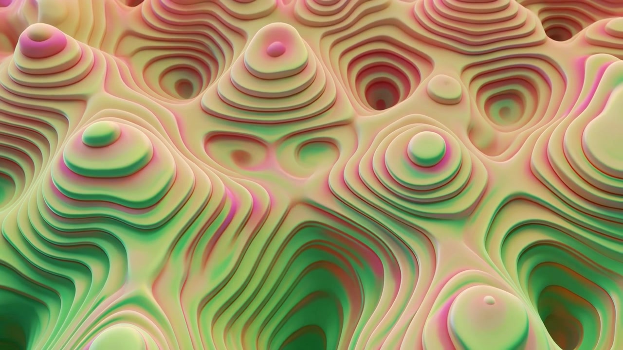 Abstract 3D Topographic Landscape with Moving Ripples