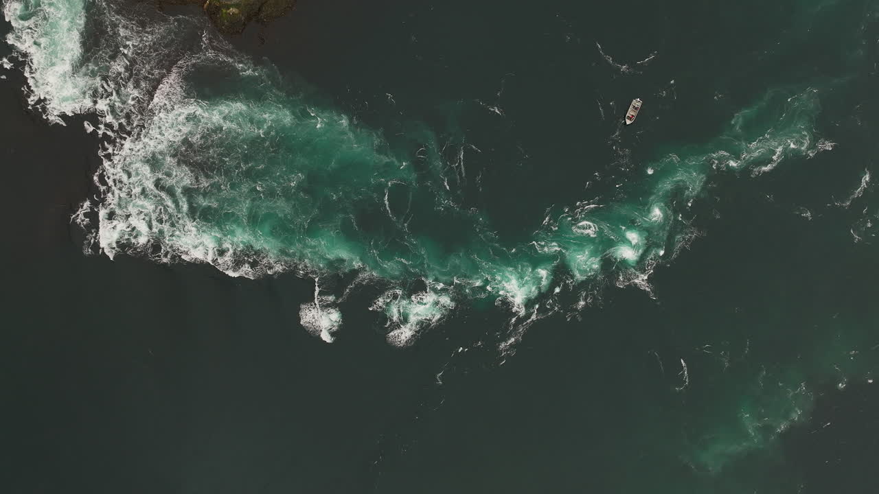 Tourist boat on trip near powerful Saltstraumen tidal current near Bodo