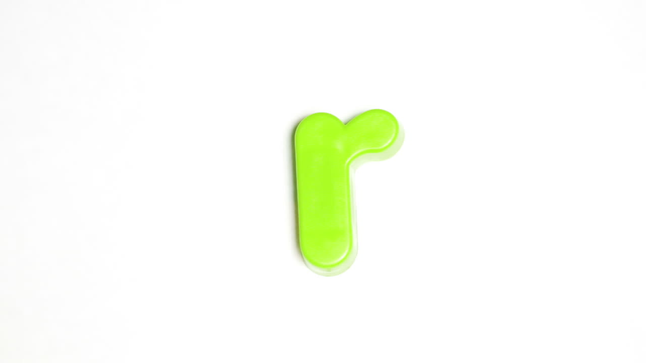 The letter r rising on white background