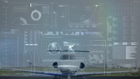 animación de la red global de conexiones con el avión en el fondo