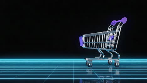 futuristic shopping cart on digital grid