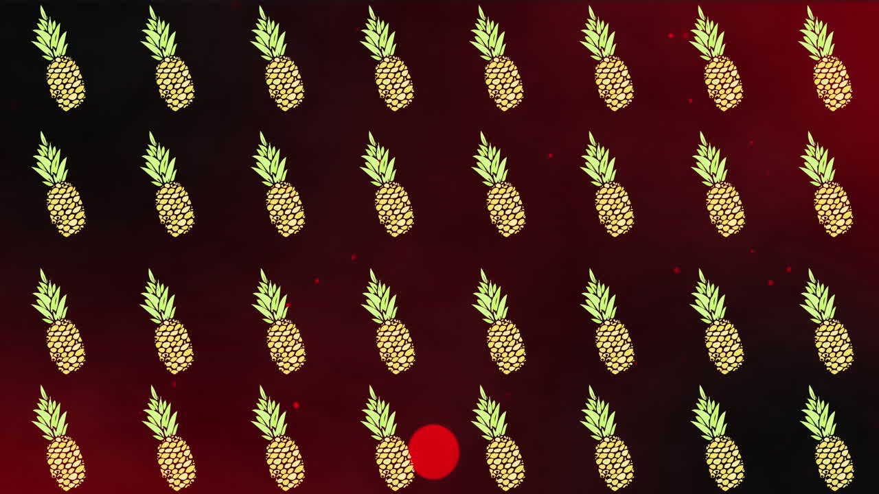 빨간 바탕에 여러 개의 파인애플의 애니메이션