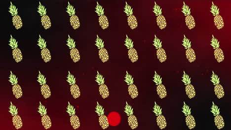 animation of multiple pineapple over red background