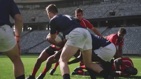 rugby players playing rugby match in stadium 4k