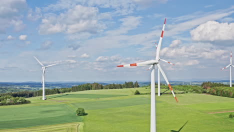 drone flight over a wind power plant in germany