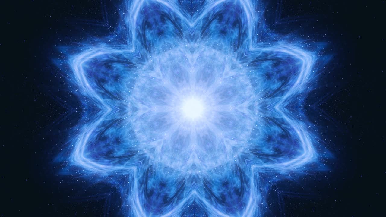 efecto visual caleidoscópico para un fondo de dj. fondo de música. flor abstracta que cambia su forma geométrica a ondas sonoras.