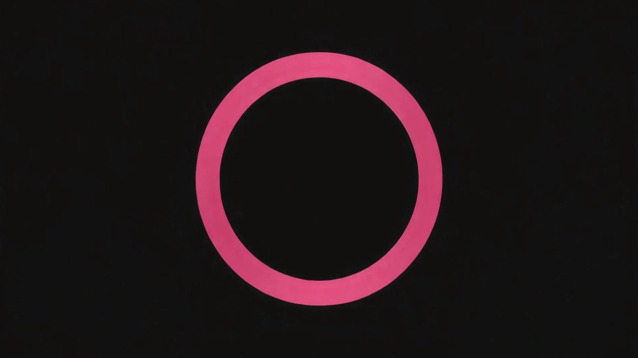 Abstract Animation of Expanding and Contracting Pink Circles on Black Background