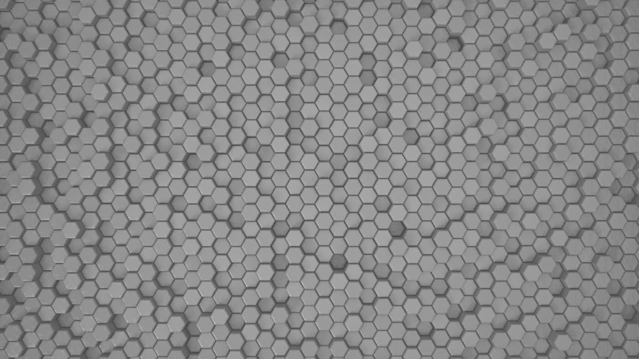 hexágono abstracto bucle de superficie geométrica 1a: luz brillante limpio patrón de cuadrícula hexagonal minimalista, movimiento ondulado aleatorio lienzo de fondo en blanco arquitectónico de pared puro. bucle sin costuras 4k uhd fullhd