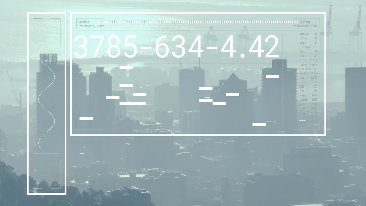 도시 풍경의 공중 전망에 대한 데이터 처리와의 인터페이스의 애니메이션