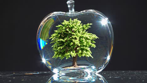 glass apple with miniature tree