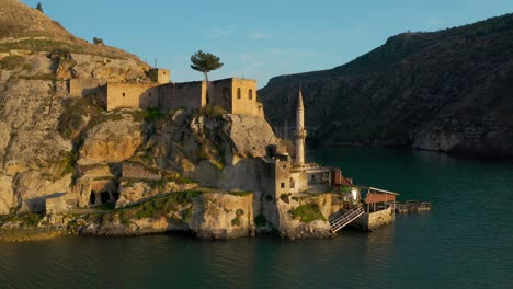 aerial view of sunken city halfeti in sanliurfa. 4k footage in turkey