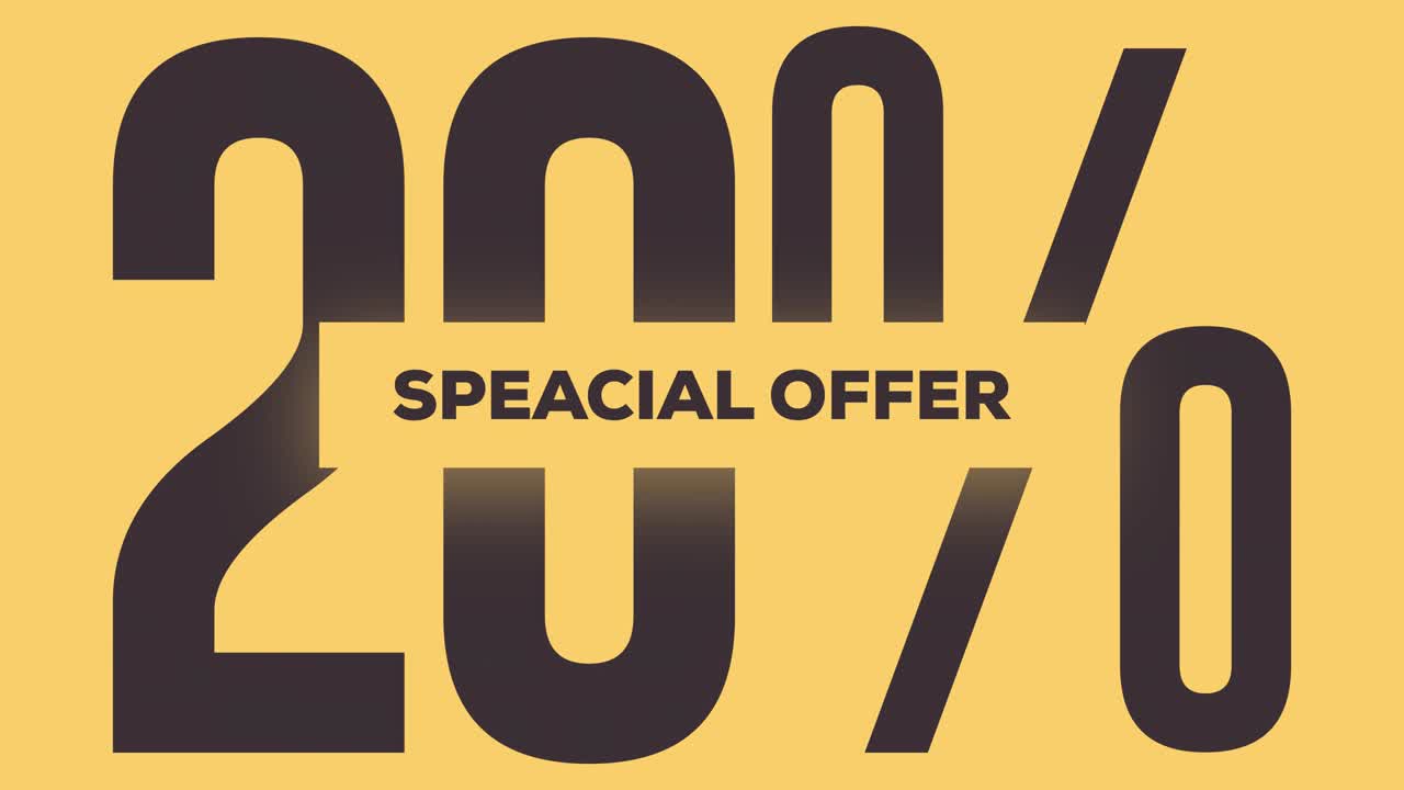 oferta especial 20% animación de palabras vídeo gráfico en movimiento con canal alfa, fondo transparente uso para banner web, cupón, promoción de ventas, publicidad, comercialización metraje 4k
