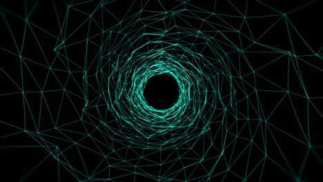 líneas de cuadrícula brillantes de neón abstractas en un túnel gráfico de movimiento de bucle sin costuras. una animación de bucle futurista en un fondo oscuro