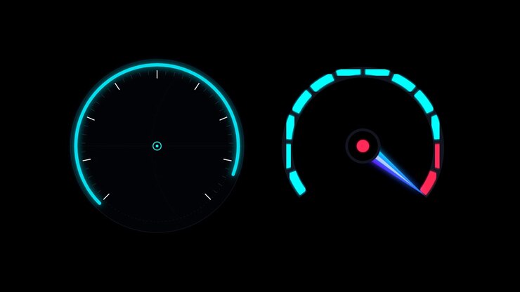 Digital Speedometer and Circular Progress Gauge Animation