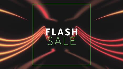 animation of flash sale text over glowing neon pattern background