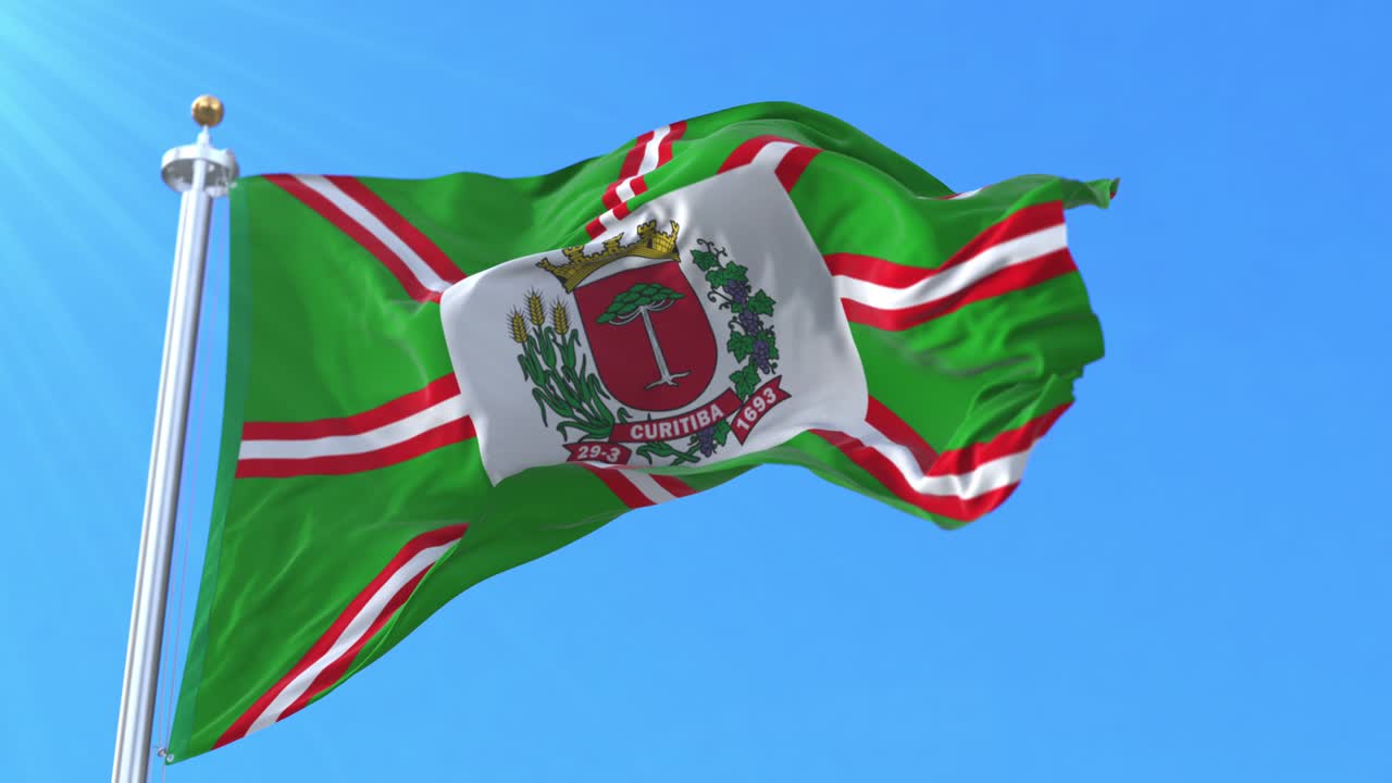 Curitiba flag, Parana, Brazil. Loop