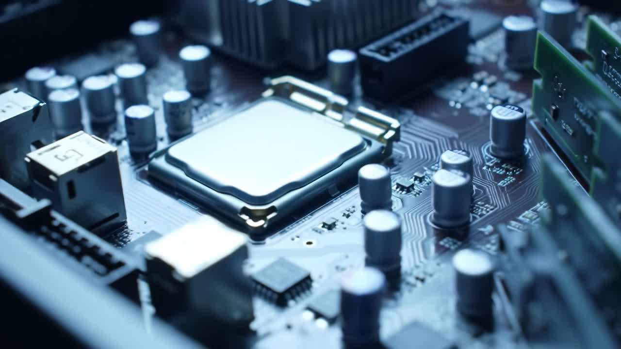 primer plano de una placa base de una computadora