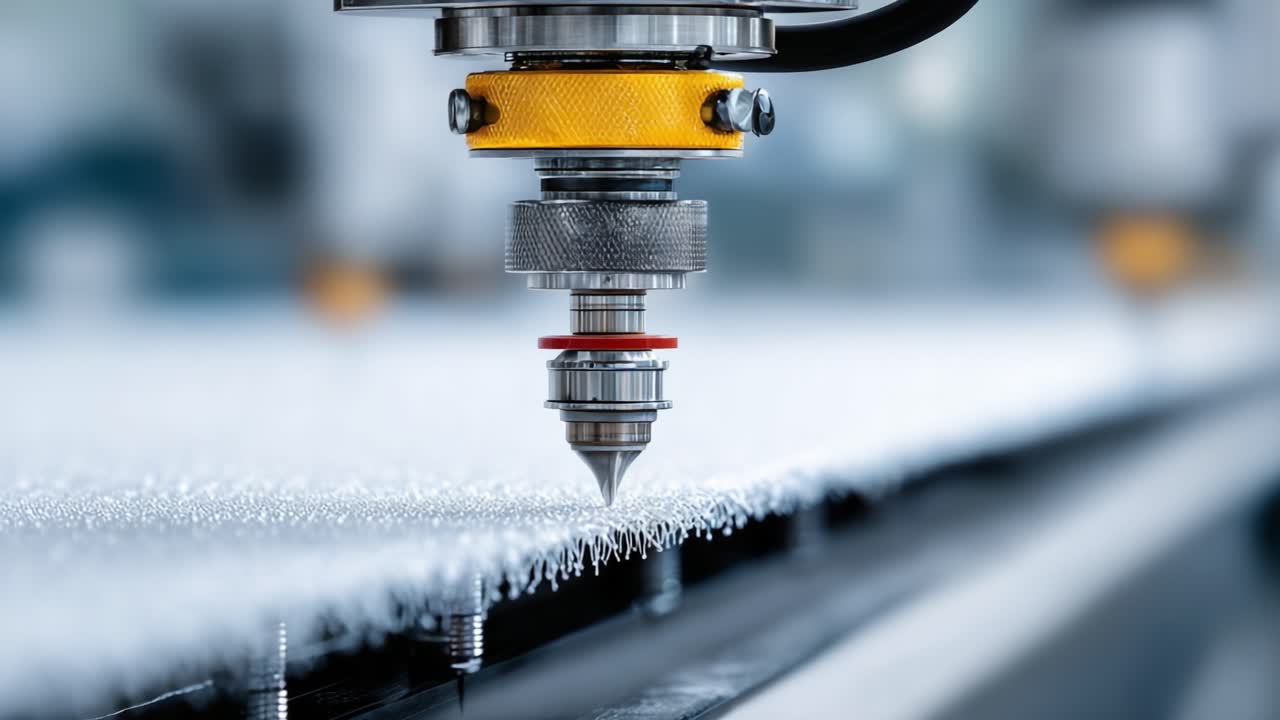 Taglio di precisione con tecnologia CNC avanzata: un primo piano di un incisore laser ad alte prestazioni su una superficie di materiale che dimostra dettaglio e accuratezza.