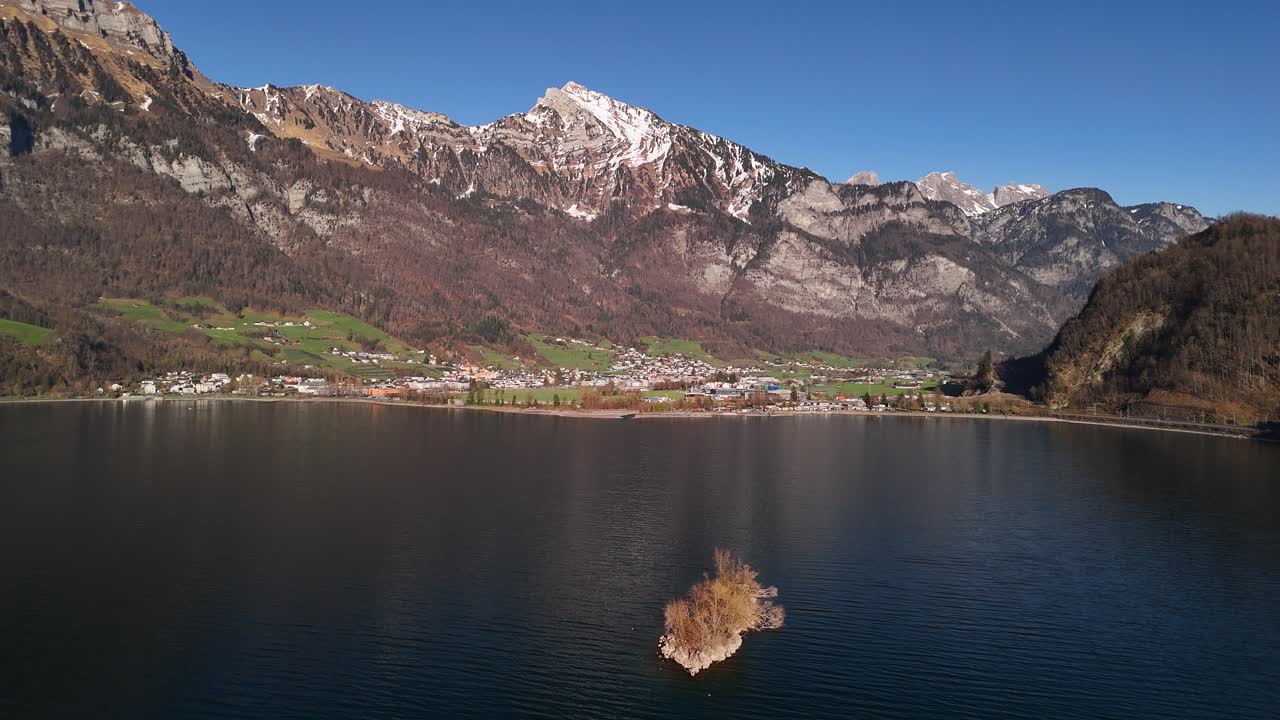 Switzerland municipality Walenstadt Walensee lake Walen nature landscape aerial drone