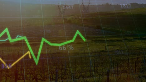 animation of financial data processing over electricity pylons