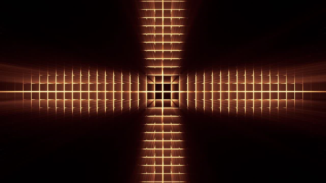 Pulsating gold waves forming cross as moving up, 3d cgi rendered graphic animation