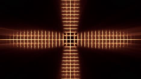 pulsating gold waves forming cross as moving up, 3d cgi rendered graphic animation