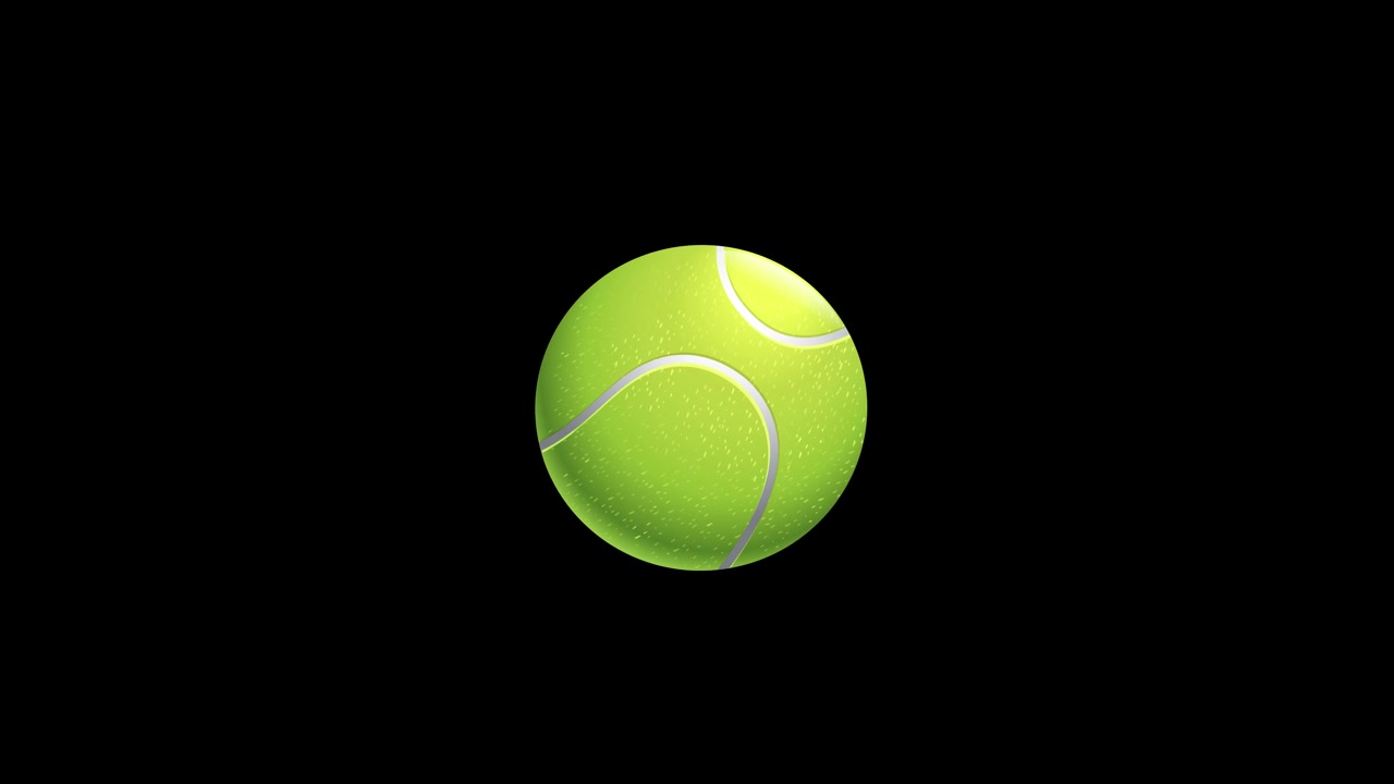 A single yellow tennis ball bounces across a dark screen with smooth motion graphics.