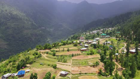 drone shot of a small village in sainj valley in himachal pradesh near manali, kasol-8