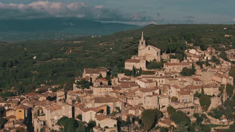 aerial view of a charming hilltop village in provence, france