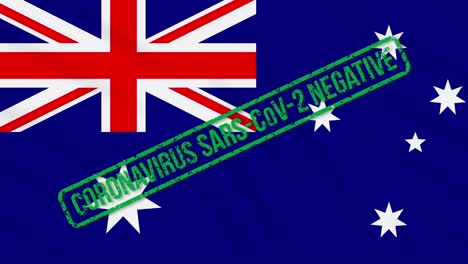 australia balanceando la bandera con el sello verde de la libertad del coronavirus, bucle