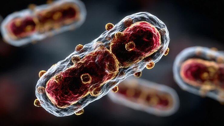 Visualizzazione microscopica di cellule batteriche: uno sguardo alla struttura complessa e all'interazione dei microrganismi in una scena multidimensionale