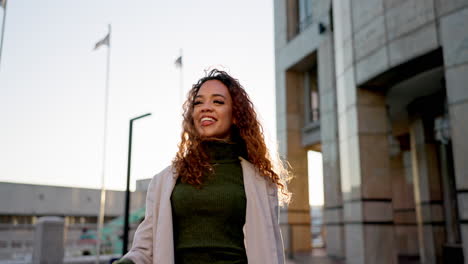 Walking,-city-and-confident-business-woman