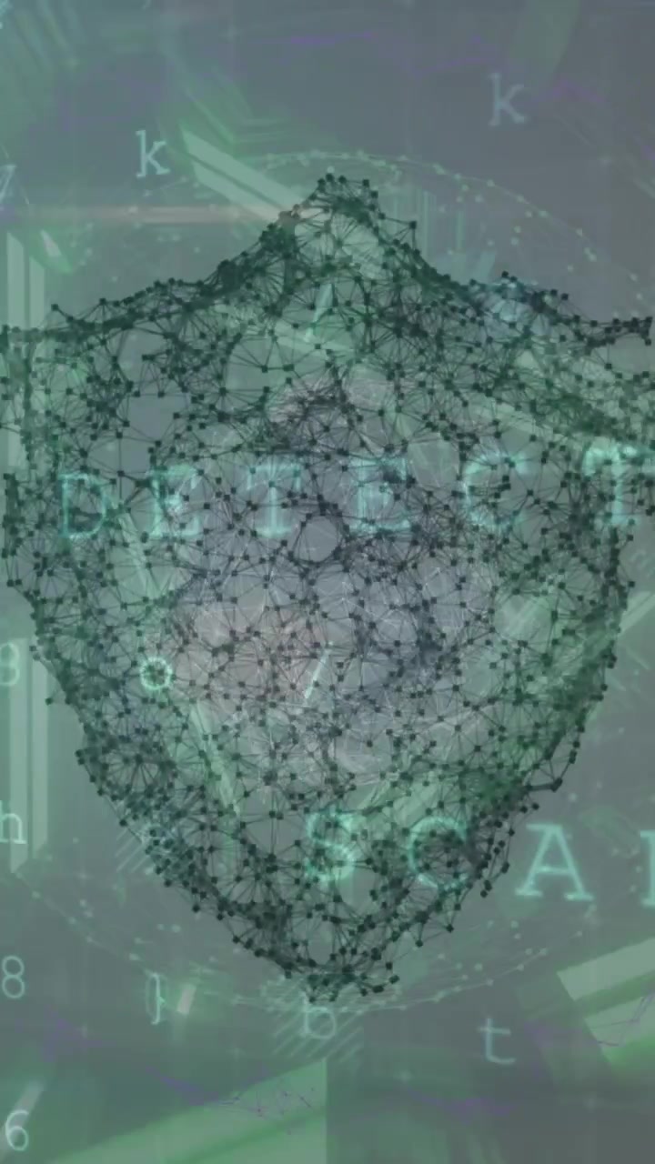 Animation of data processing with shield over tunnel