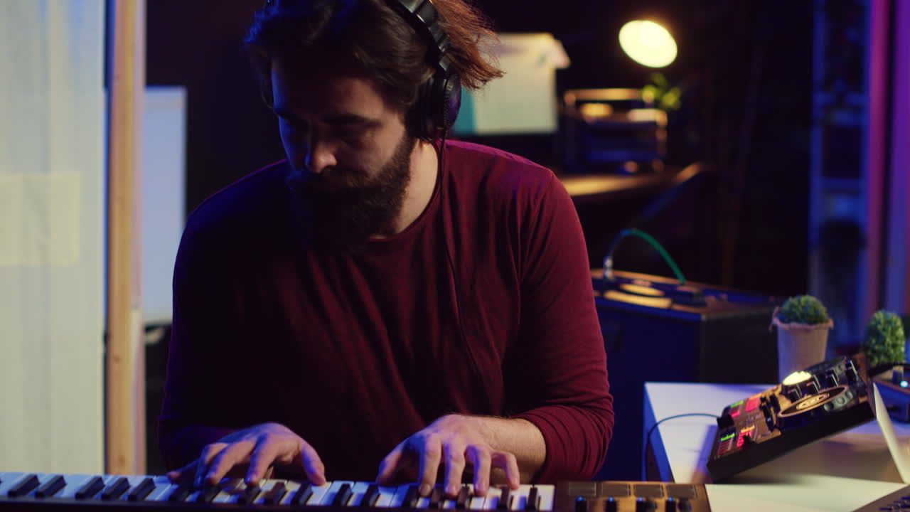 músico que produce nuevas melodías de piano de alta calidad con el software daw