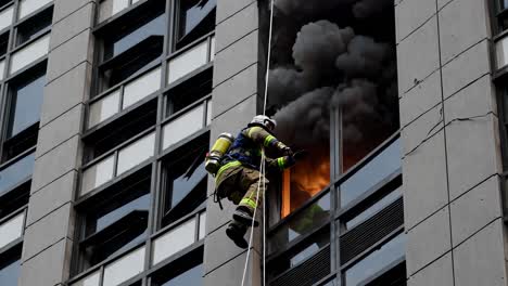 firefighter rescuing from high-rise fire