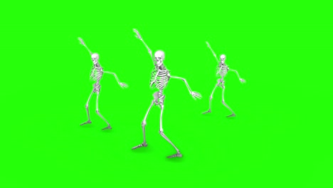 esqueletos bailando en la pantalla verde