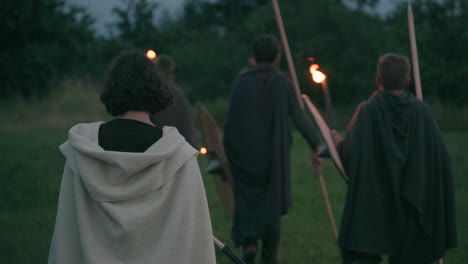 medieval warriors at night