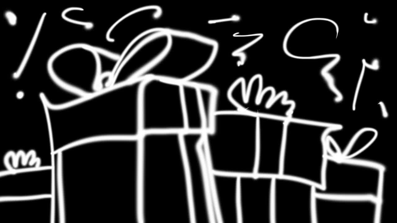 video de garabateo de navidad con líneas blancas